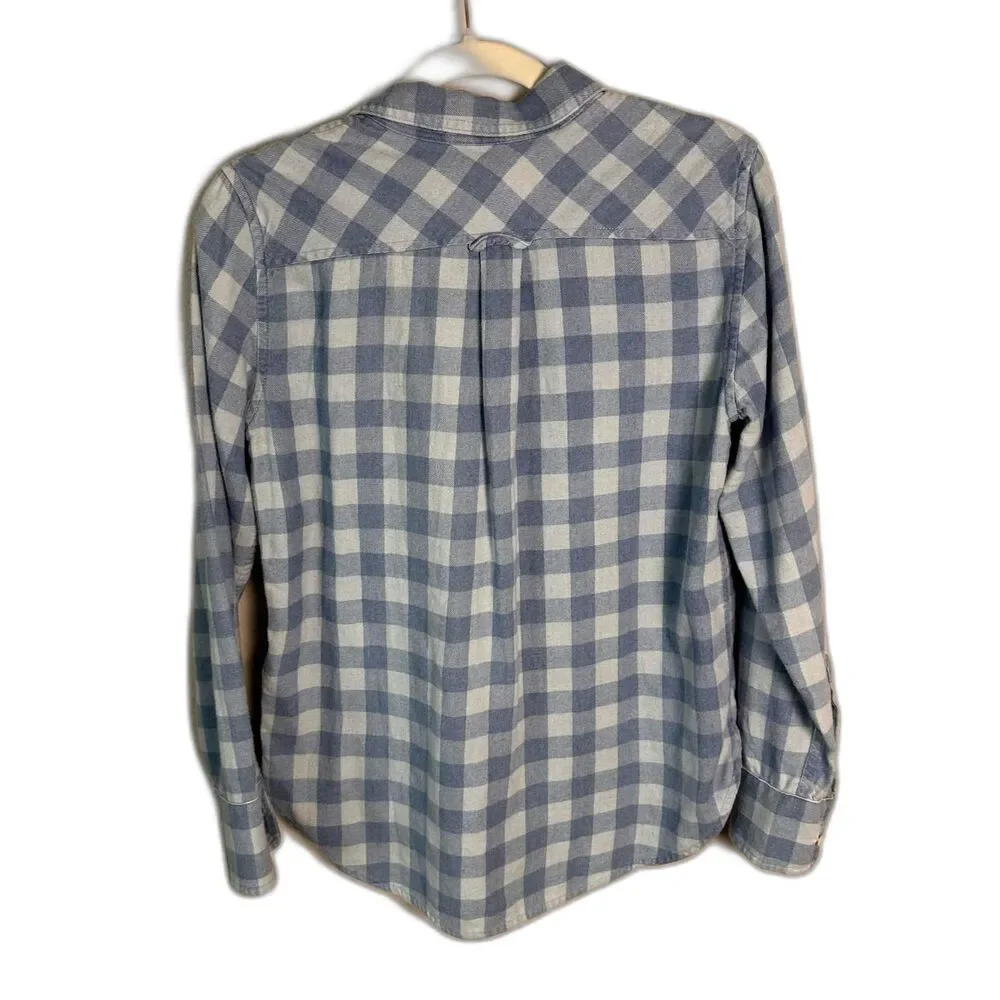 J.Crew Blue Gingham Buffalo Check Flannel Button Down Shirt Classic Fit Size 0